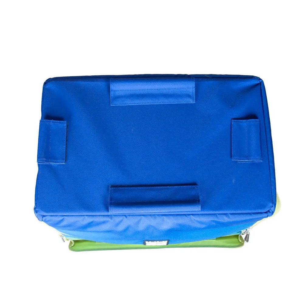 21in EZ-Glide Trolley blue and lime green sewing basket machine bag by Tutto