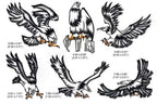 Momo-Dini Embroidery Designs Eagles: set of 6 black embroidery motifs with orange talons