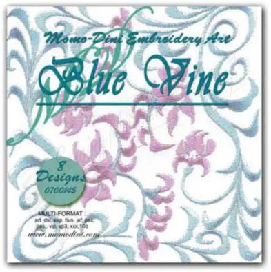 Momo-Dini Embroidery Designs Blue Vine pattern pack cover
