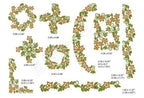 Momo-Dini Embroidery Designs: Wild Flowerets 2 set with orange flowers and green leafy borders