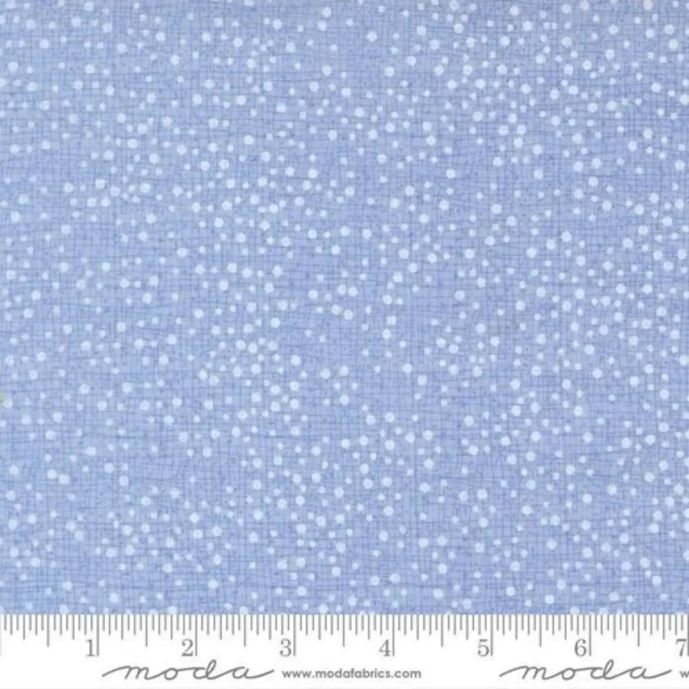 Coven Dotty Thatched Cloudy Sky quilting fabric with scattered dots and tonal blue texture by Robin Pickens for Moda Fabrics