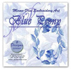 Embroidery designs: Momo-Dini Blue Peony, blue floral motif, 9 designs