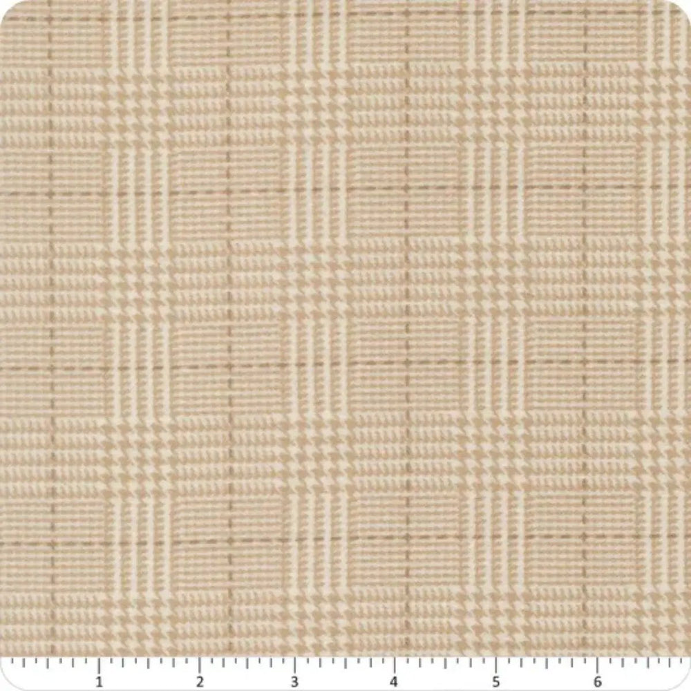 Flannel Gatherings Basics Cream Plaid cotton flannel fabric in soft cream and neutral tones by Primitive Gatherings for Moda.