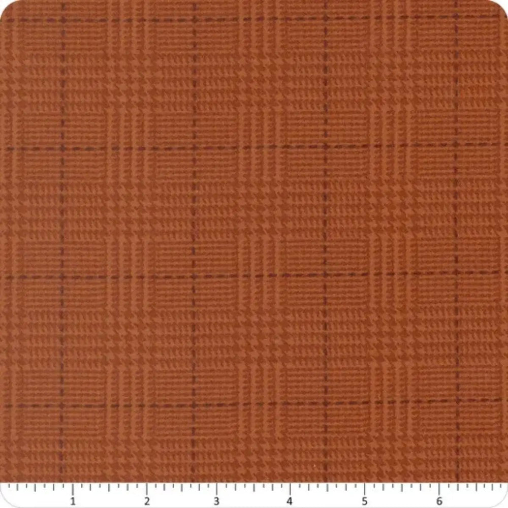 Flannel Gatherings Basics Pumpkin Plaid cotton flannel fabric in warm pumpkin orange by Primitive Gatherings for Moda Fabrics.