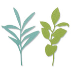 Sizzix Bigz Die Tropical Stems by Sharon Drury; two turquoise and lime-green tropical stem die-cut shapes.