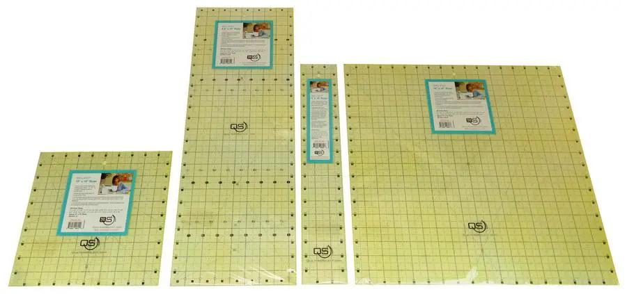 Quilters Select non-slip ruler set; five yellow-tinted grid rulers (12x12 in and smaller) for quilting