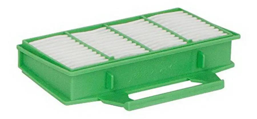 Sebo HEPA service box for Airbelt K Series; green plastic frame with white pleated filters