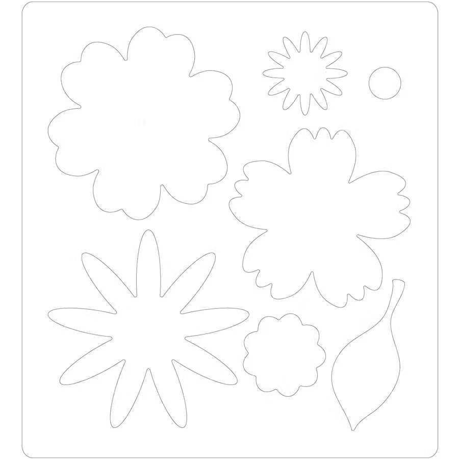 Sizzix Bigz Die Bold Blossoms by Laura Kate cutting dies; set of 8 floral outline shapes for paper crafting