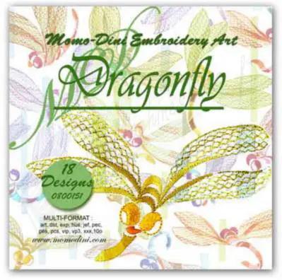 Embroidery designs Dragonfly 1 by Momo-Dini; colorful dragonfly motif on the cover