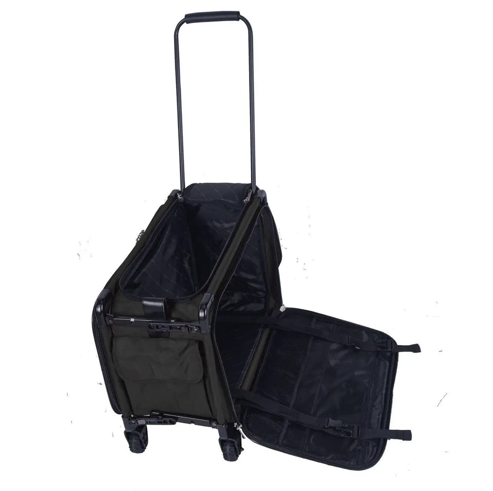Tutto Large Black machine bag on wheels with multiple padded compartments.