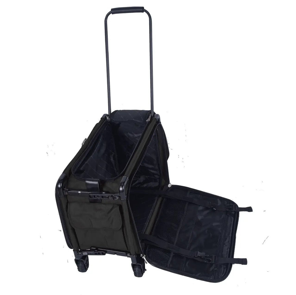 Tutto Large Black machine bag on wheels with multiple padded compartments.