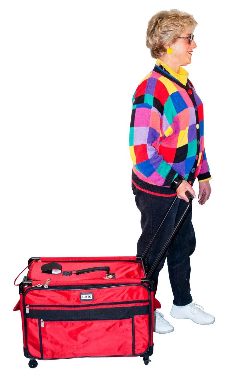 Tutto Large Machine On Wheels red wheeled bag with black frame