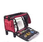 Tutto Large Machine On Wheels red rolling bag with sewing machine inside and tool organizer.