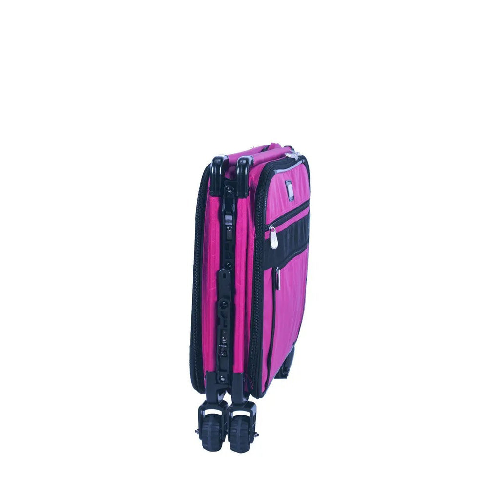 Tutto Large Pink machine bag on wheels with black accents and zip pockets