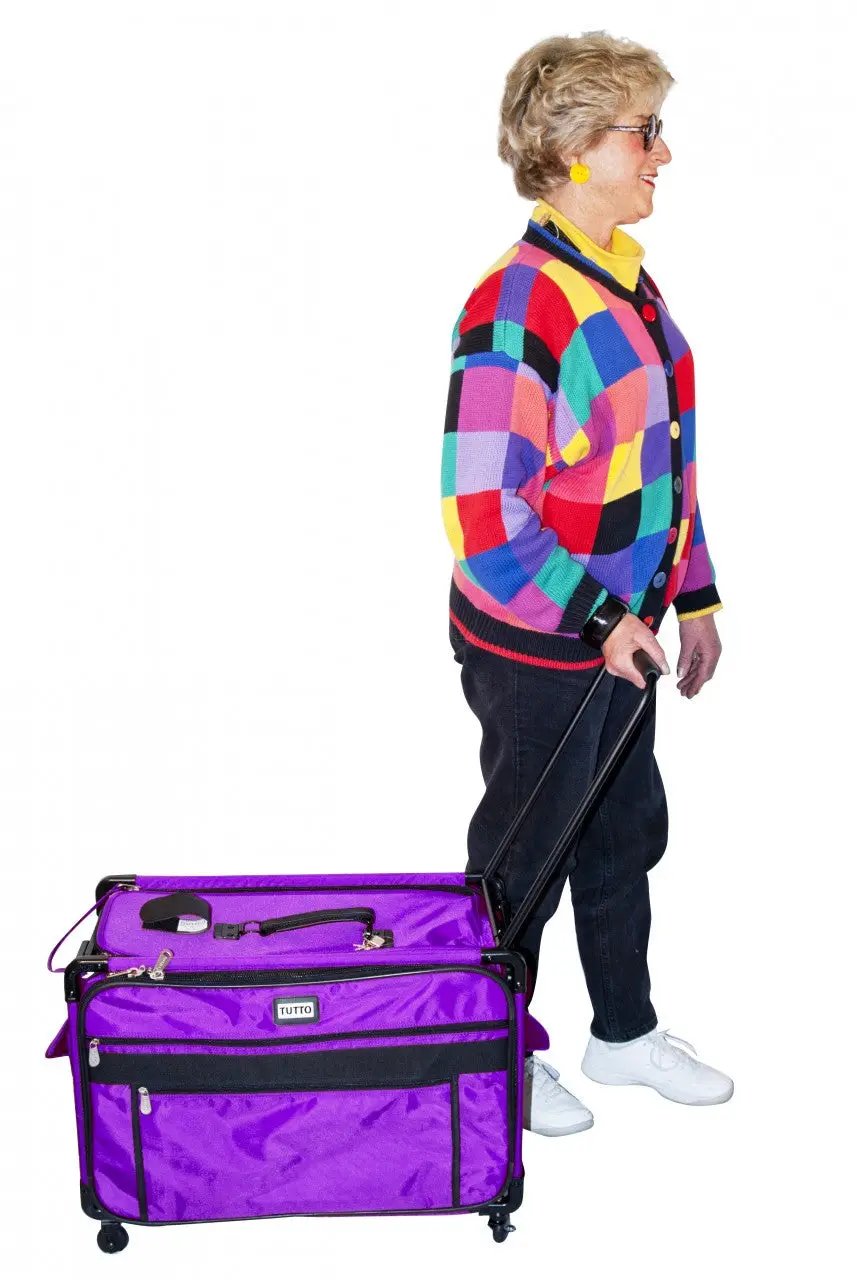Tutto Large Machine On Wheels bag in purple with brand logo and retractable handle