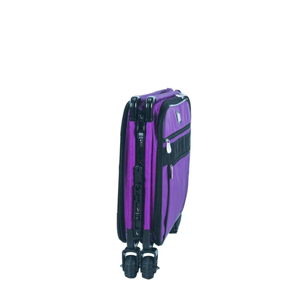 Tutto large machine on wheels bag, purple with black accents and wheels.