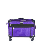 Tutto large machine on wheels, purple, with black frame and multiple zip pockets