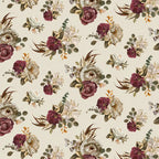 Dark Romance Blooming Beauty Cream quilting fabric with lush romantic floral motifs by Annie Quigley for Camelot Fabrics
