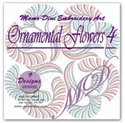 Momo-Dini Embroidery Designs Ornamental Flowers 3 pack, 9 designs, multicolor floral motifs.