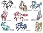 Momo-Dini Embroidery Designs Stallions 2: 9 colorful horse motifs for embroidery.