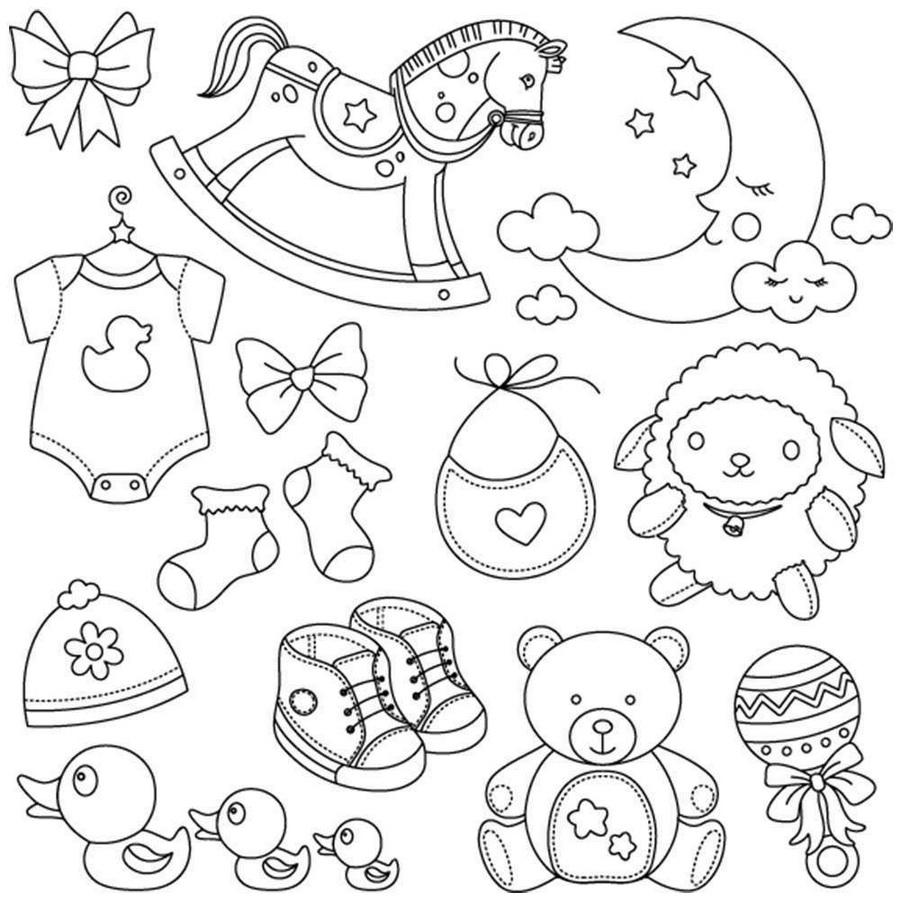 Threaders Embroidery Transfer Sheets - Baby set of baby-themed line-art designs for embroidery