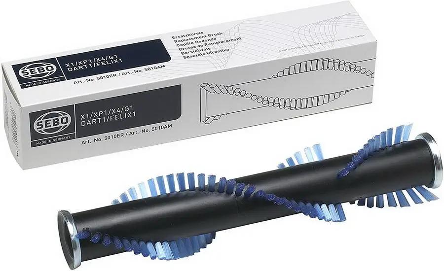 SEBO brush roller vacuum accessory with box, black roller and blue bristles, SEBO brand