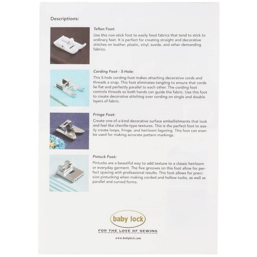 Baby Lock Creative Foot Kit (6 Specialty Foot Included) - Sewingmachinesplus.com