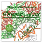 Momo-Dini Embroidery Designs Oriental Fans: six designs with green and orange fan motifs