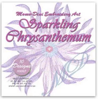 Momo-Dini Embroidery Designs Sparkling Chrysanthemum in purple-pink.