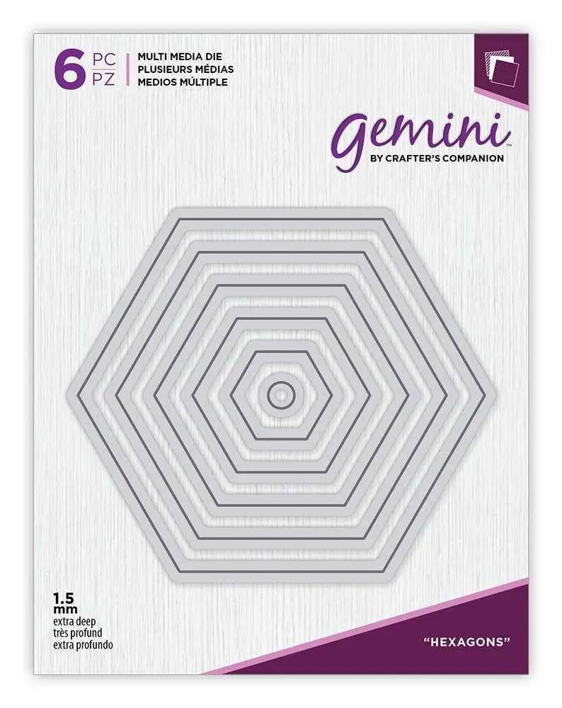 Gemini hexagon nesting dies set, 6-piece metal dies for die cutting and embossing by Crafter's Companion