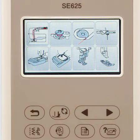 Brother SE625 sewing and embroidery machine, beige color, factory serviced.