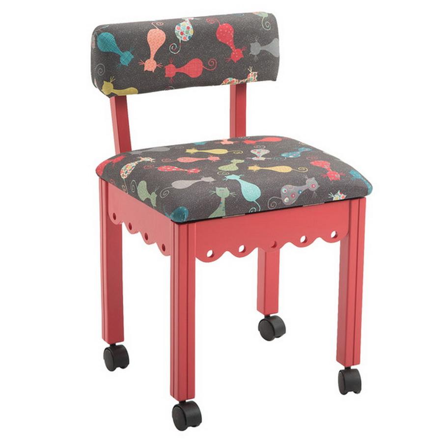 Arrow 6106 Red or 6109 Blue Sewing Chair - Cats Meow Print