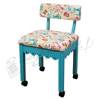 Arrow Sewing Chair White Riley Blake fabric on Blue 7019W