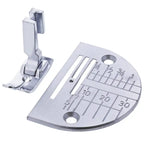 HD9QCP Fashion and Finishing Kit: two-piece metallic silver Janome sewing machine foot and curved gauge