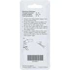 Janome Adjustable Zipper Foot packaging; white card with barcode 767408011, Janome Accessories.