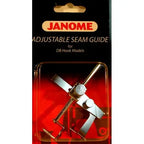 Janome adjustable seam guide; metal silver sewing foot accessory with adjustable arms for DB Hook models.