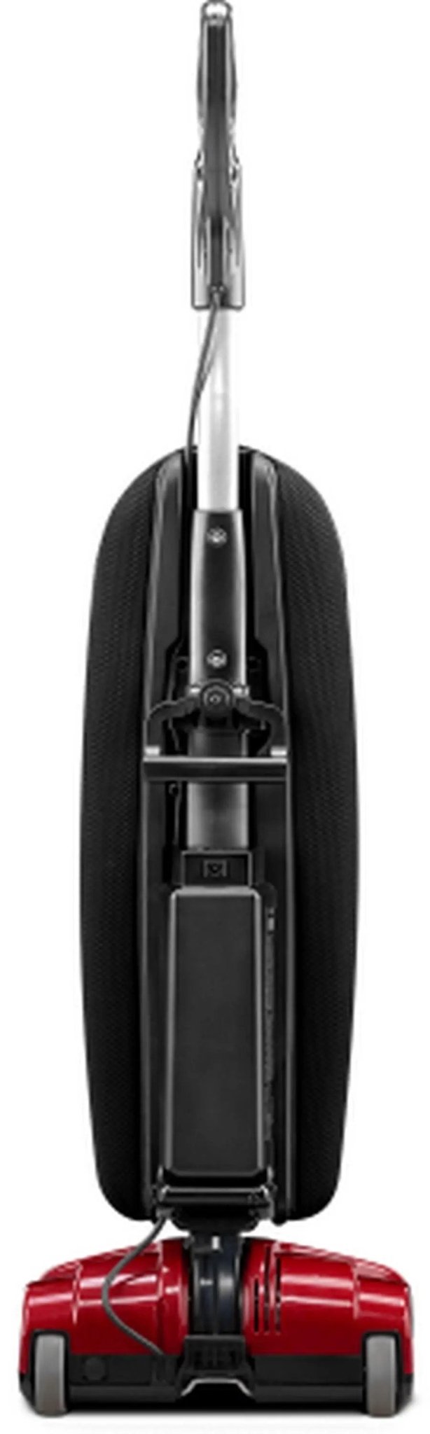 Simplicity S10CV Freedom cordless upright vacuum, red base with black handle.