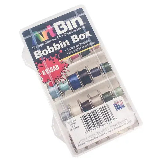 ArtBin Bobbin Box bobbin storage case in clear plastic with assorted thread spools