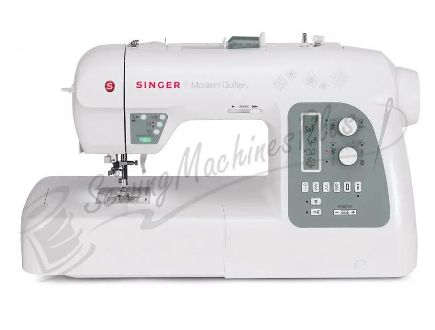 SINGER 8500Q Modern Quilter sewing machine, white with gray control panel.