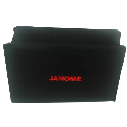 Janome semi-hard fabric dust cover, black with a red Janome logo.