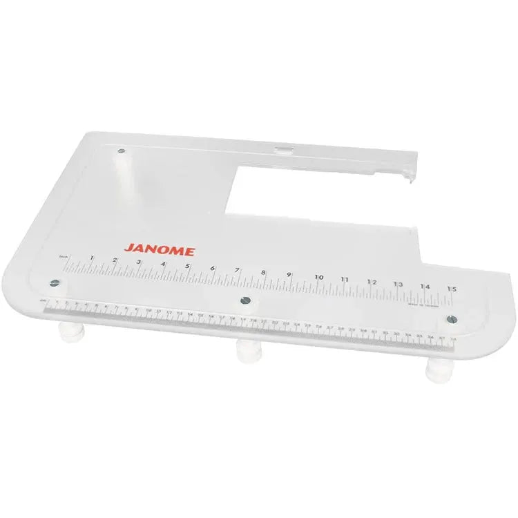 Janome Quilting Accessory Kit, white plastic ruler base with 0–15 inch scale and JANOME logo