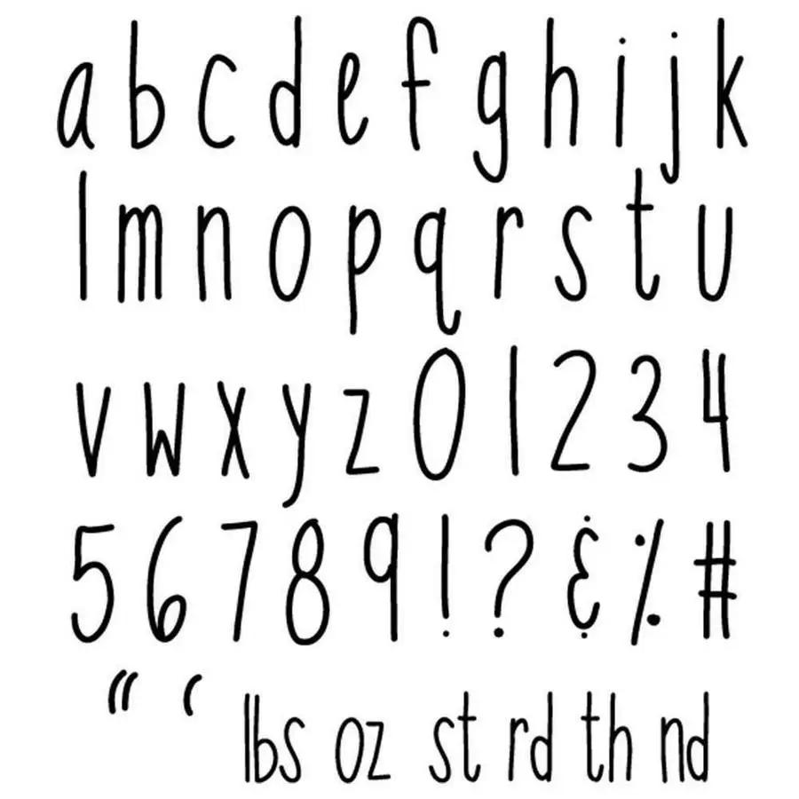 Threaders embroidery transfer sheets featuring baby alphabet and digits in black on white