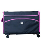 29in EZ-Glide Trolley machine bag in black with pink trim on wheels by Tutto