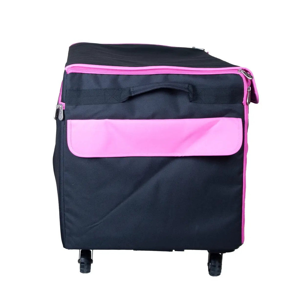 Tutto 29in EZ-Glide trolley bag for craft machines, black with pink accents and pink front pocket