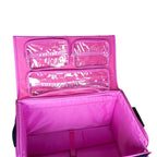 Tutto 29in EZ-Glide Trolley pink craft machine case with clear plastic pockets
