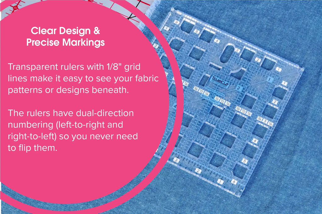Grace TrueCut Original 9.5 by 9.5 in square ruler, translucent with 1/8 in grid lines by Grace Company