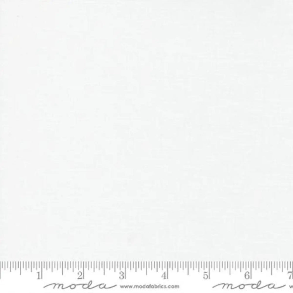 Moda Bella Solids White Bleached 9900-98 solid white 100% cotton quilting fabric.