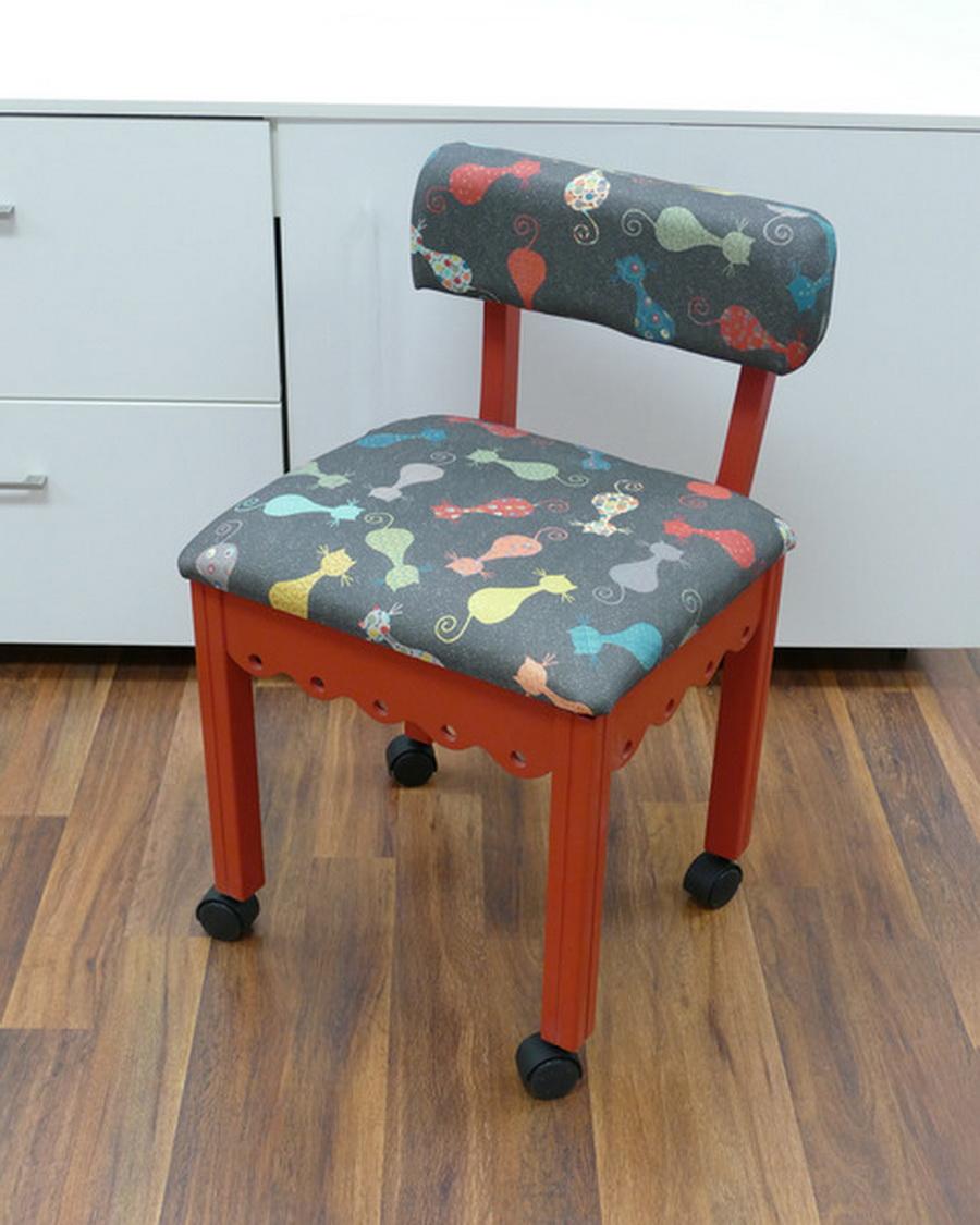 Arrow 6106 Red or 6109 Blue Sewing Chair - Cats Meow Print