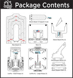All in 1 Hooper Pro Starter Kit contents diagram showing main board, base, sleeve board Pro, braces, and hoops