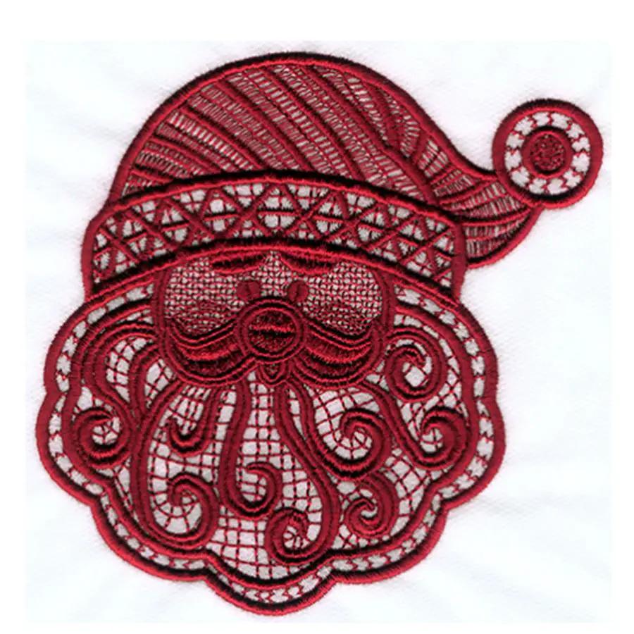 Anita Goodesign Holiday Lace embroidery design 36AGHD in red lace motif on white fabric
